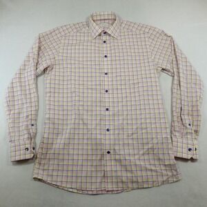 Eton Shirt Contemporary Mens 16-41 Pink Yellow Blue Check Contemporary Button Fl